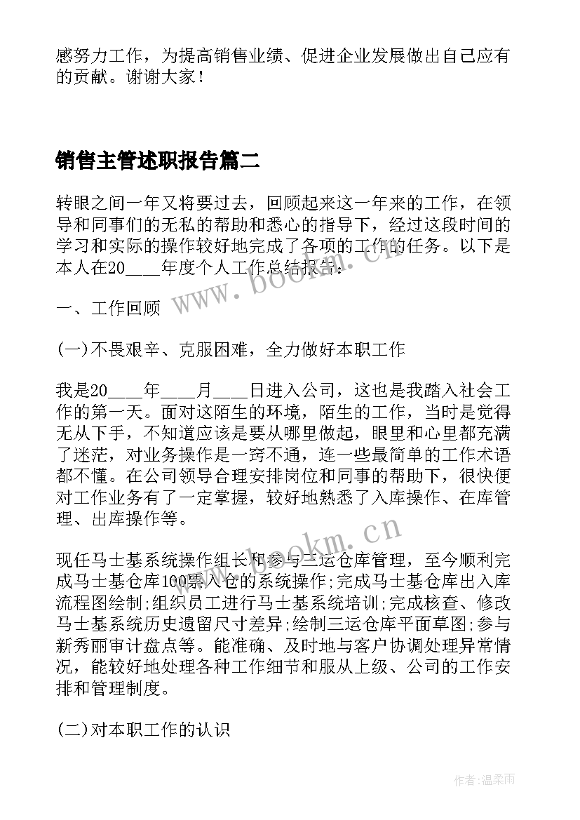 最新销售主管述职报告(精选5篇)