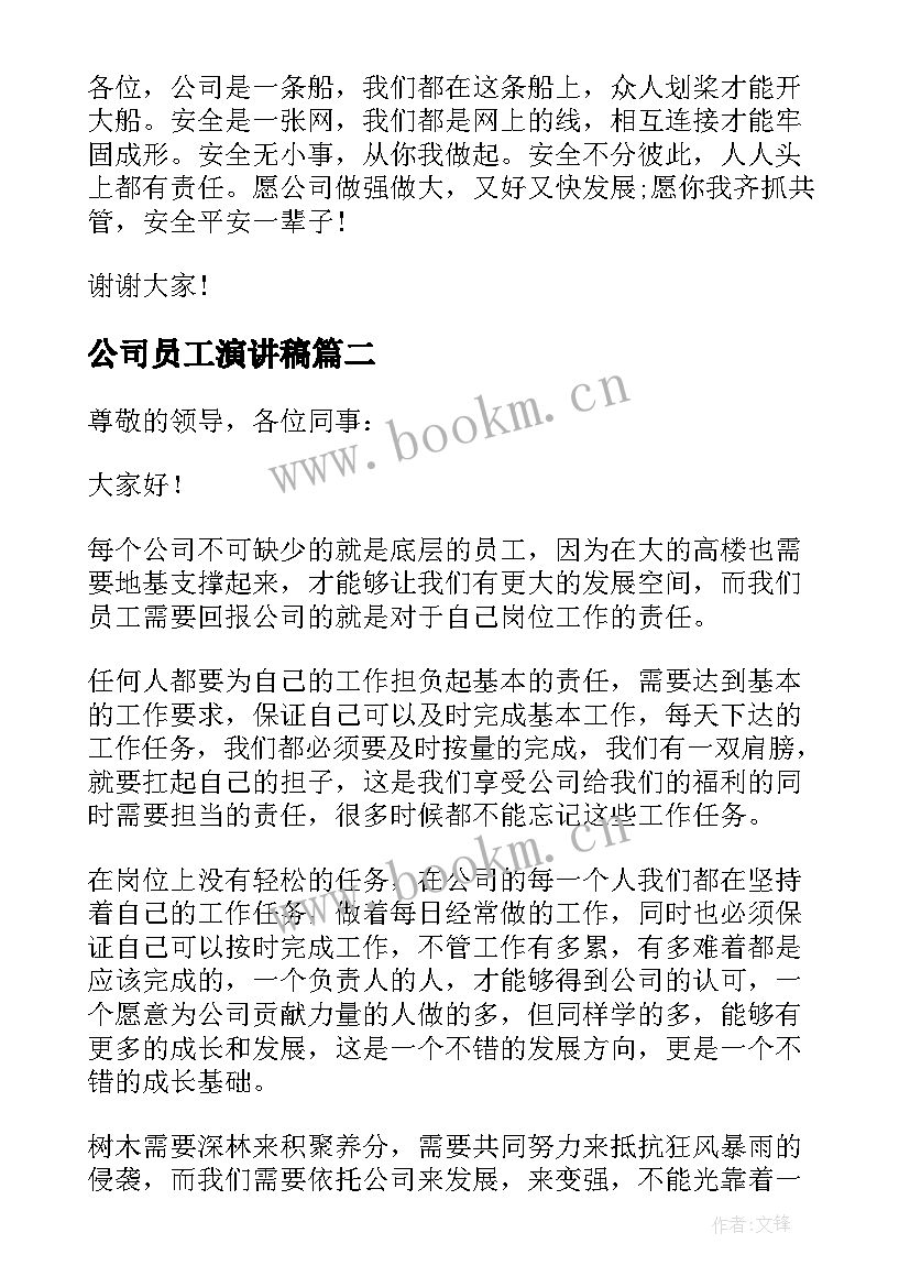 公司员工演讲稿(优秀7篇)