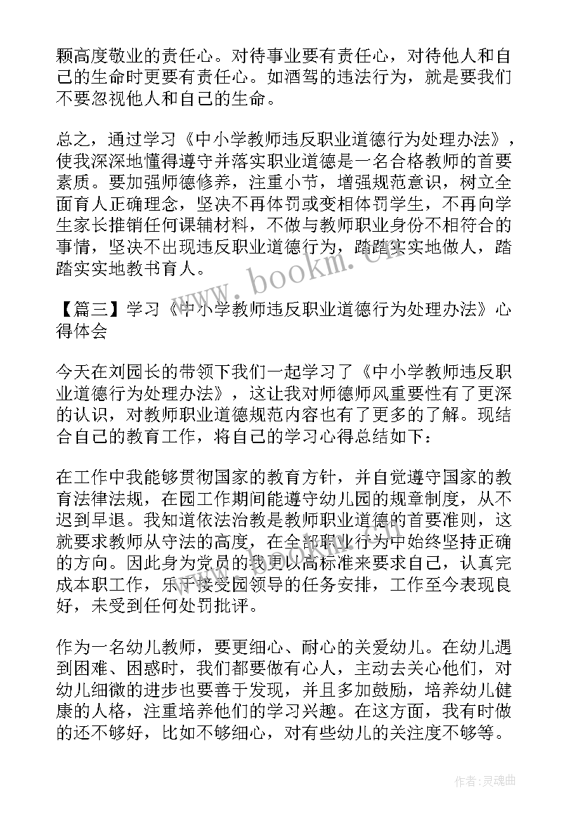 教师违反职业道德行为处理心得(实用5篇)