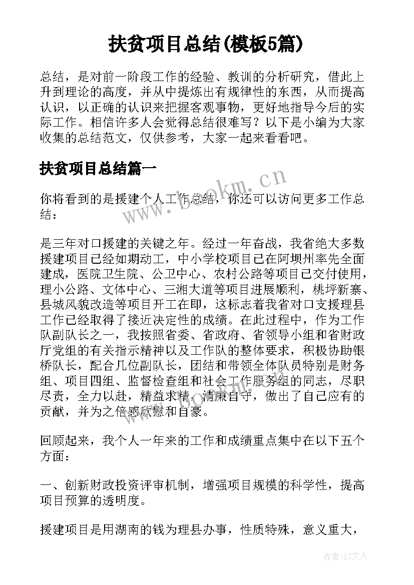 扶贫项目总结(模板5篇)