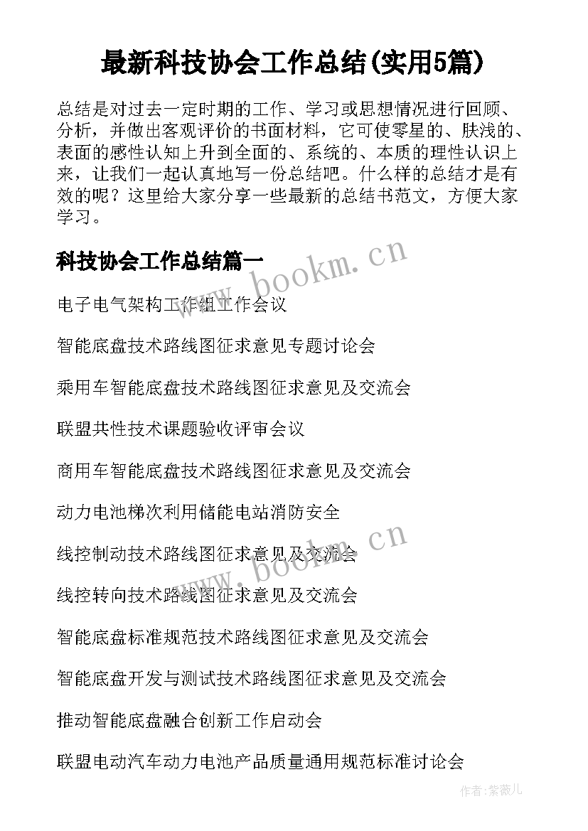 最新科技协会工作总结(实用5篇)