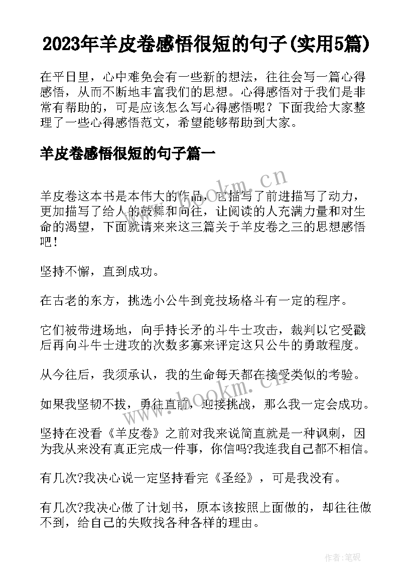 2023年羊皮卷感悟很短的句子(实用5篇)