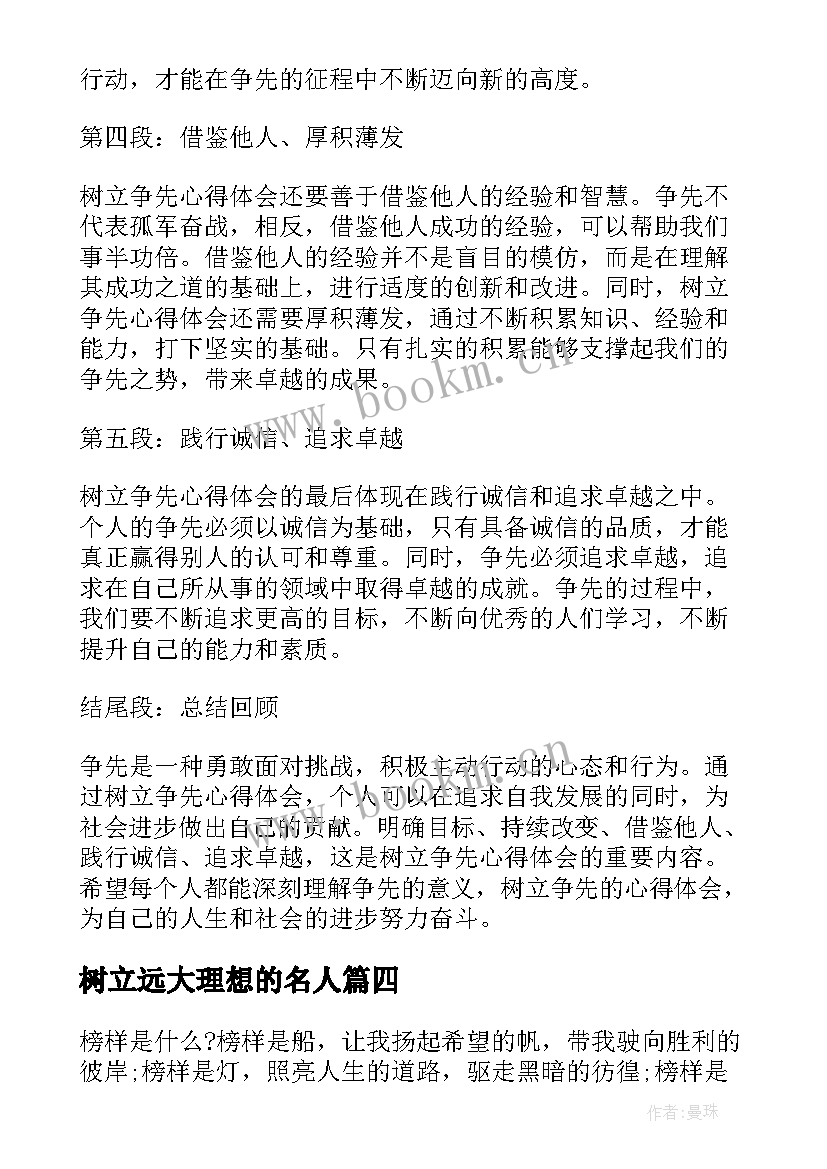 最新树立远大理想的名人 树立争先心得体会(优质8篇)