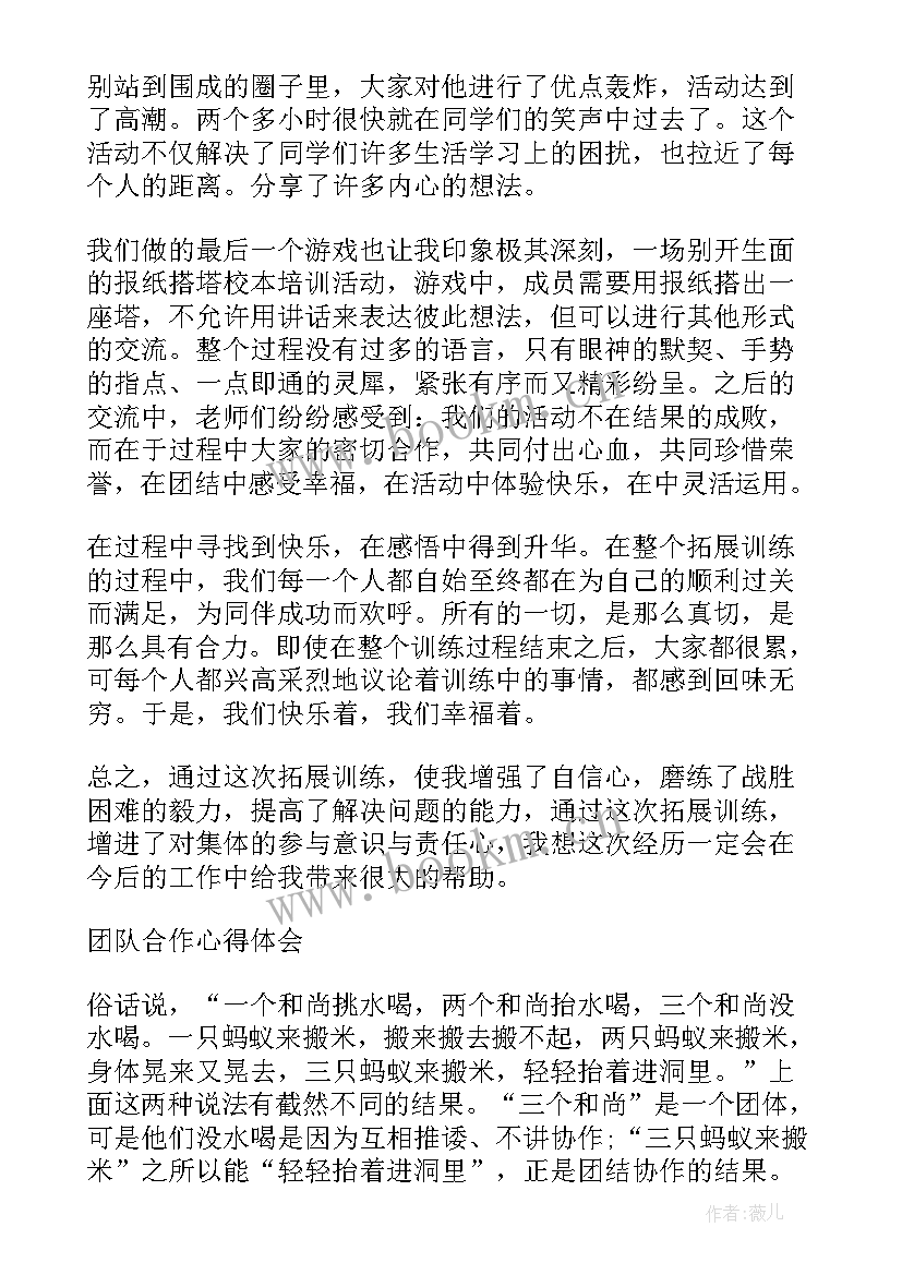 2023年团队合作的心得体会 团队合作心得(模板5篇)