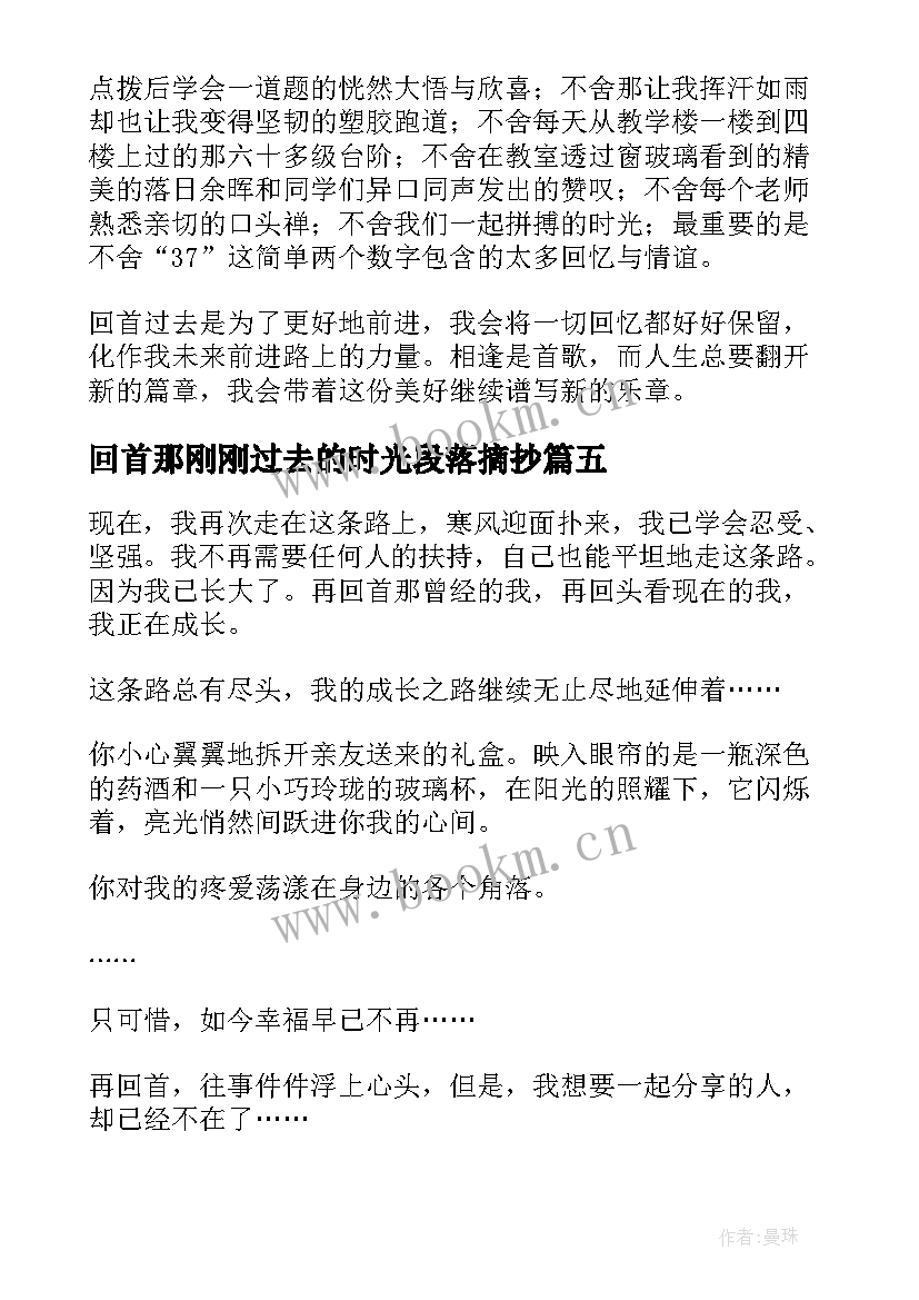 2023年回首那刚刚过去的时光段落摘抄(精选5篇)