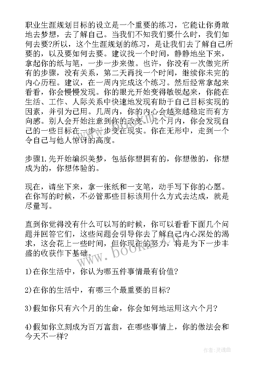 2023年职业目标规划 个人职业目标规划精彩(大全6篇)