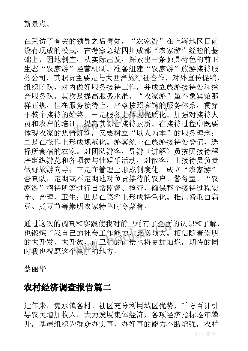 农村经济调查报告(精选5篇)