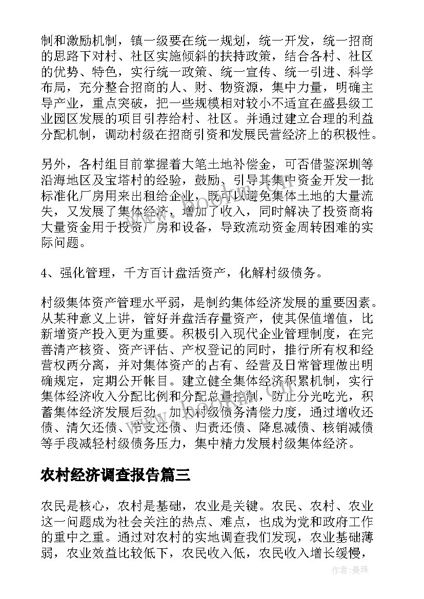 农村经济调查报告(精选5篇)