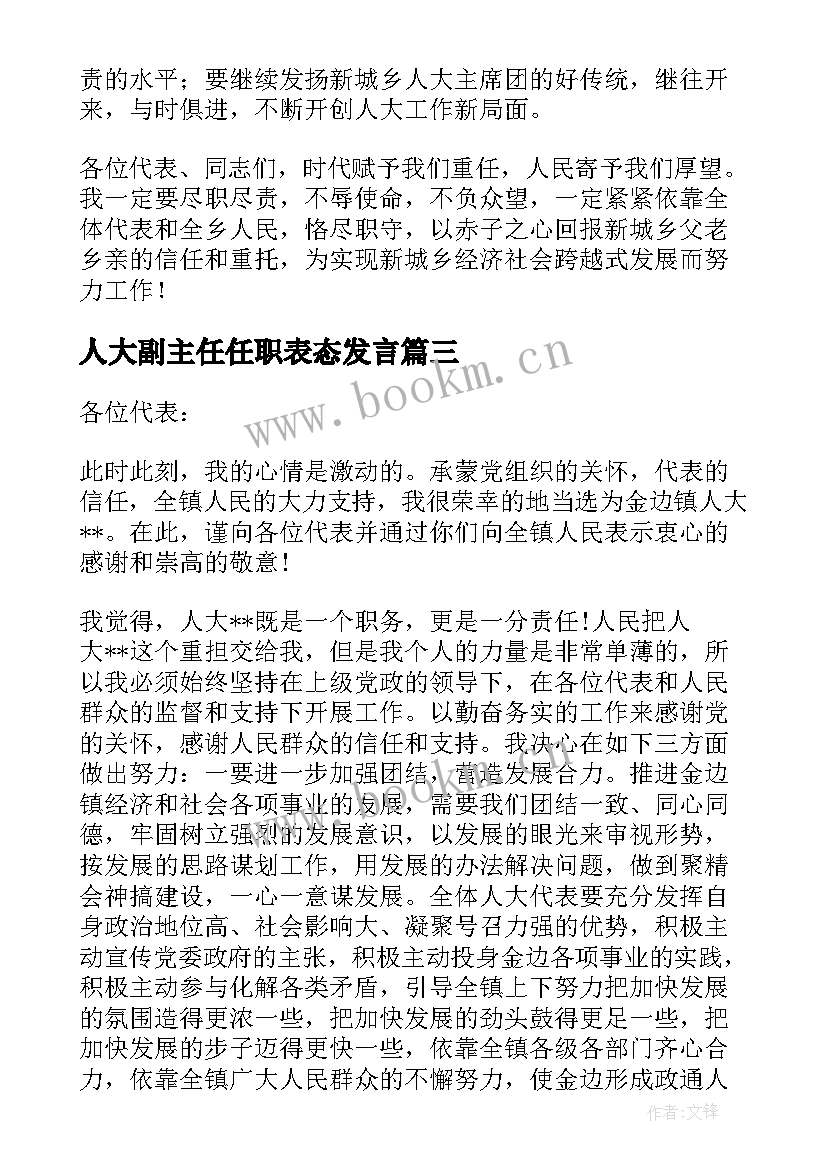 人大副主任任职表态发言(汇总5篇)