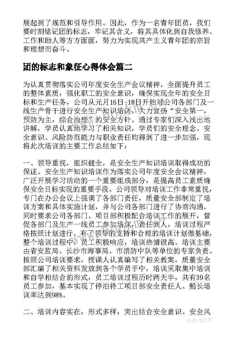 最新团的标志和象征心得体会(通用5篇)