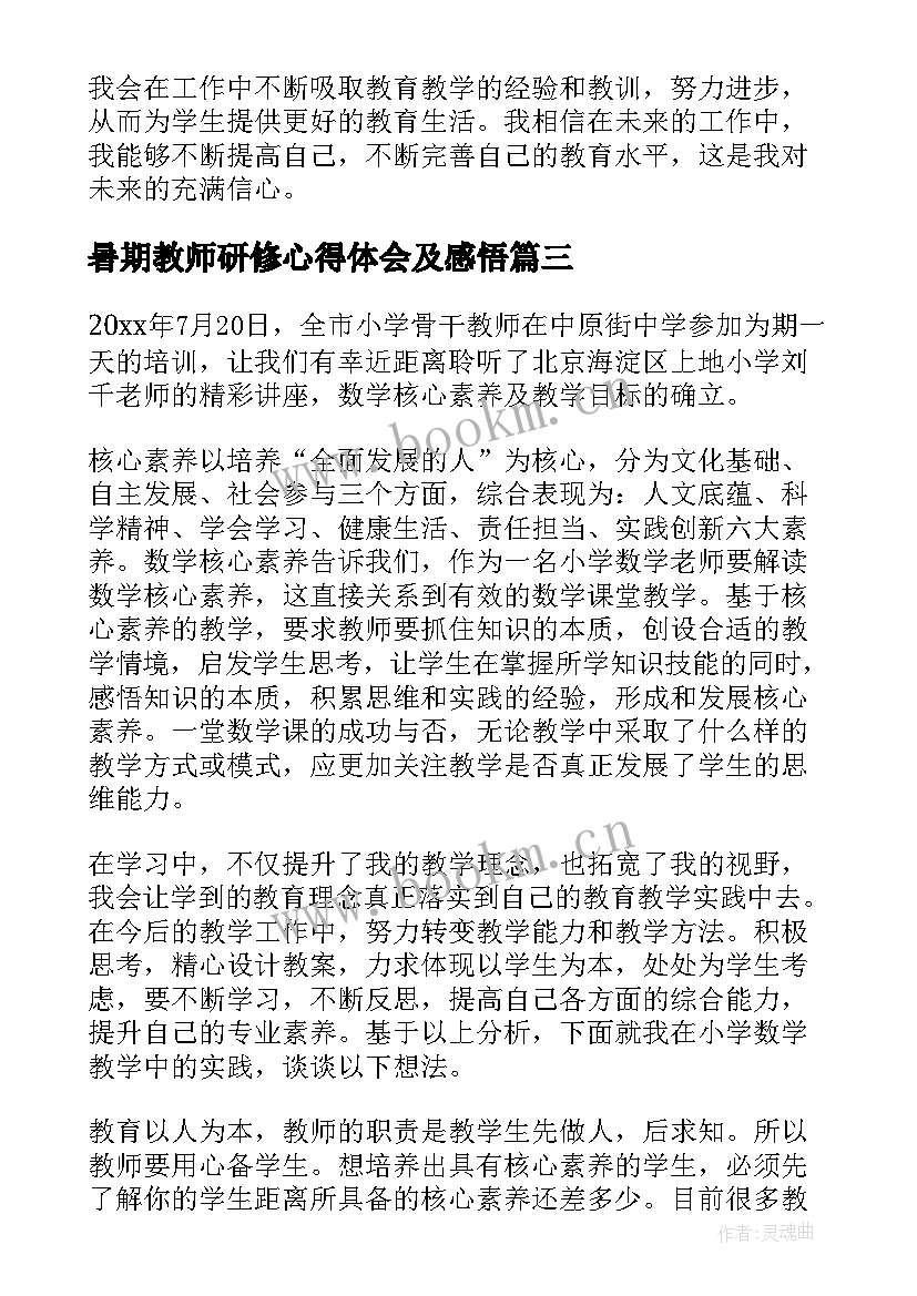 2023年暑期教师研修心得体会及感悟(实用9篇)