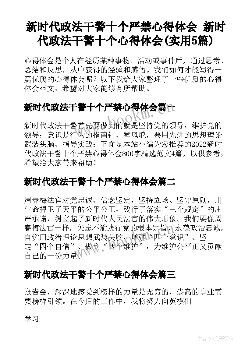 新时代政法干警十个严禁心得体会 新时代政法干警十个心得体会(实用5篇)