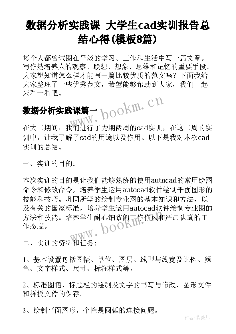 数据分析实践课 大学生cad实训报告总结心得(模板8篇)