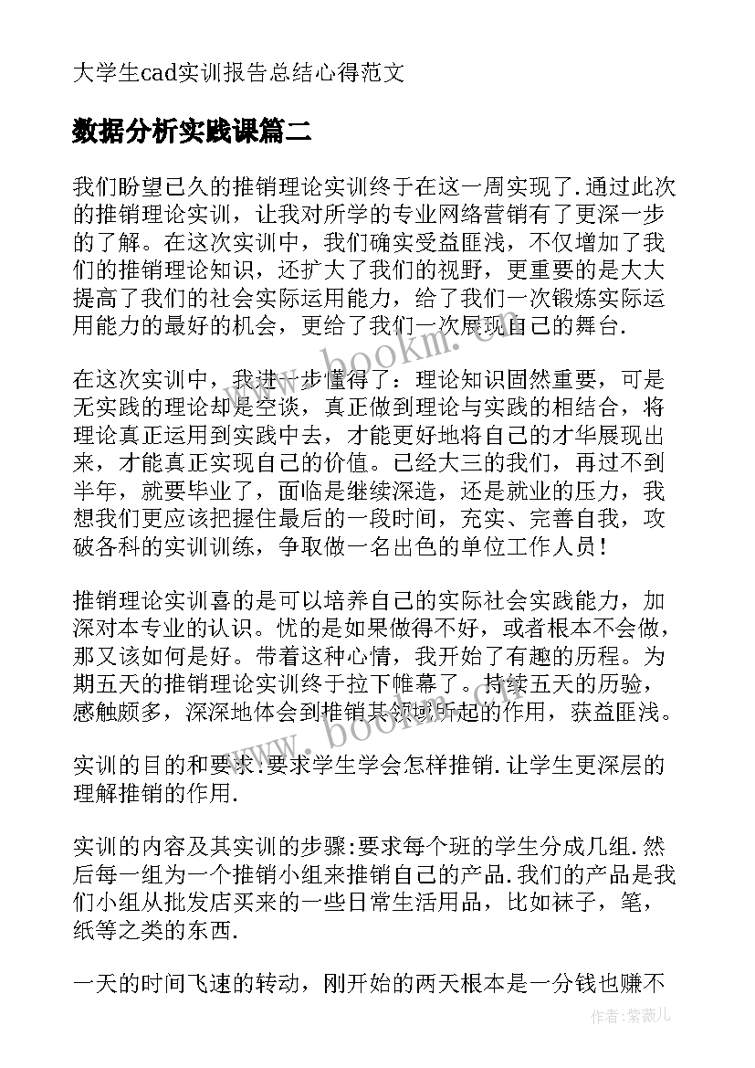 数据分析实践课 大学生cad实训报告总结心得(模板8篇)