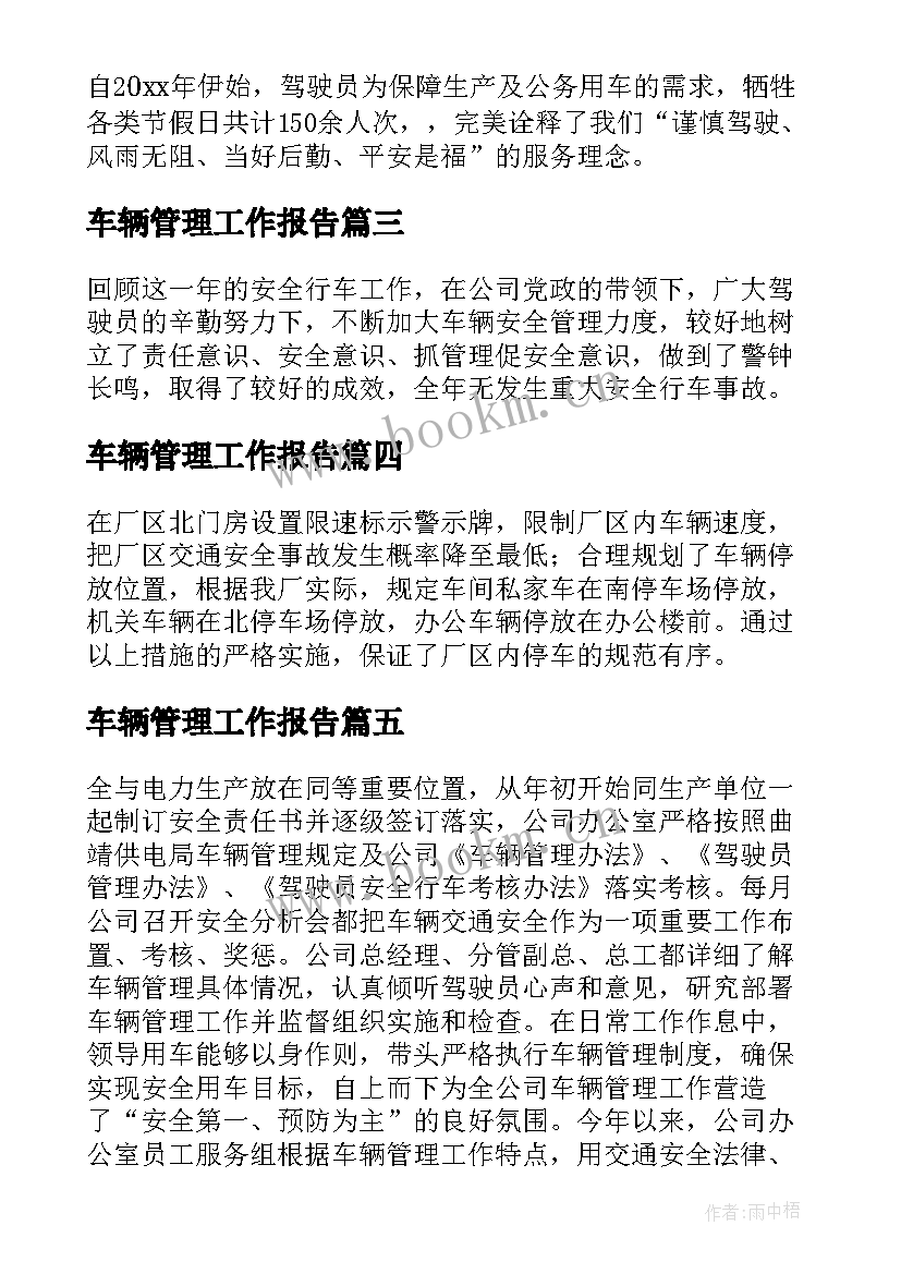 2023年车辆管理工作报告(优质5篇)