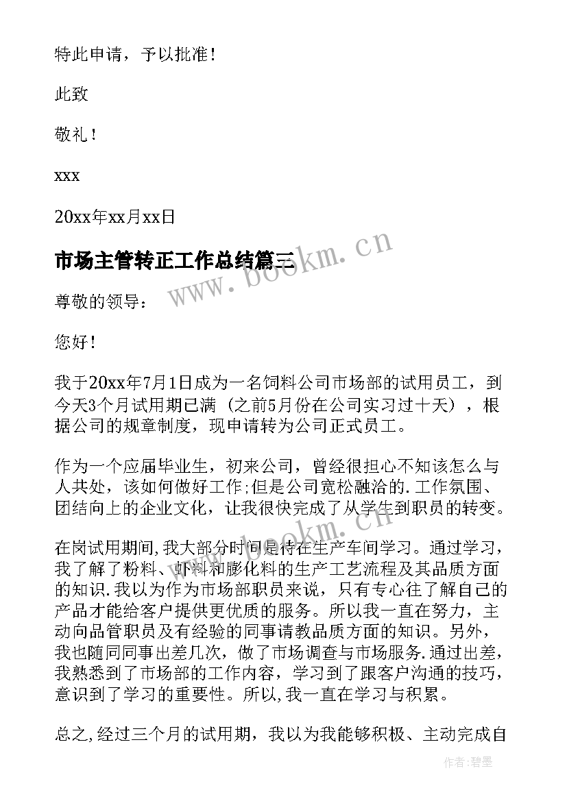 2023年市场主管转正工作总结(实用9篇)