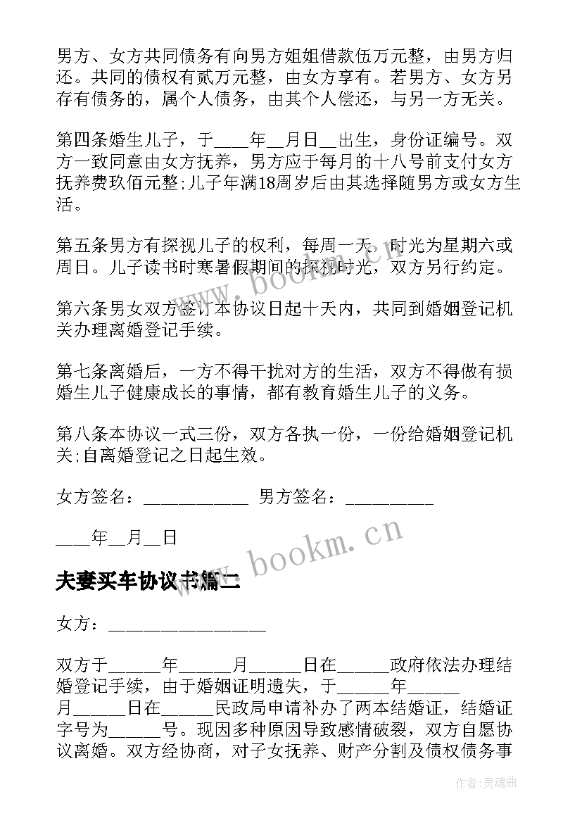 2023年夫妻买车协议书(汇总9篇)