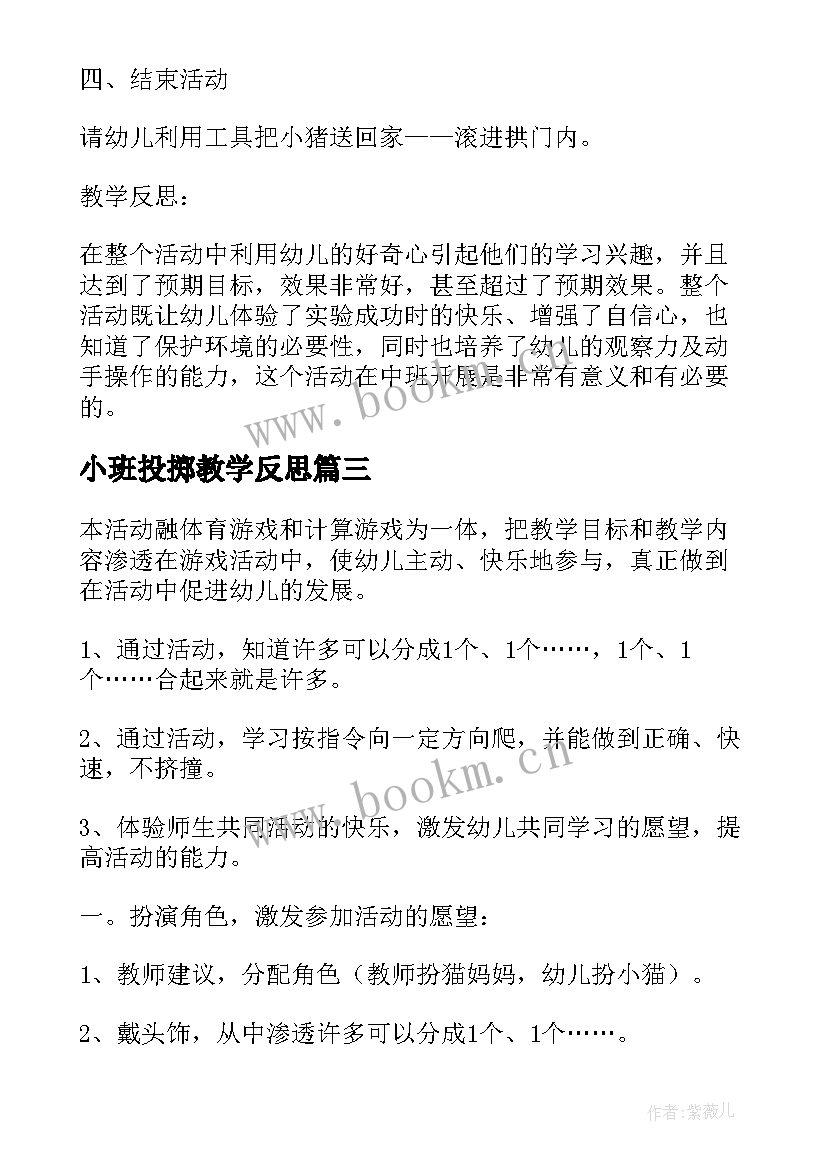 2023年小班投掷教学反思(精选5篇)