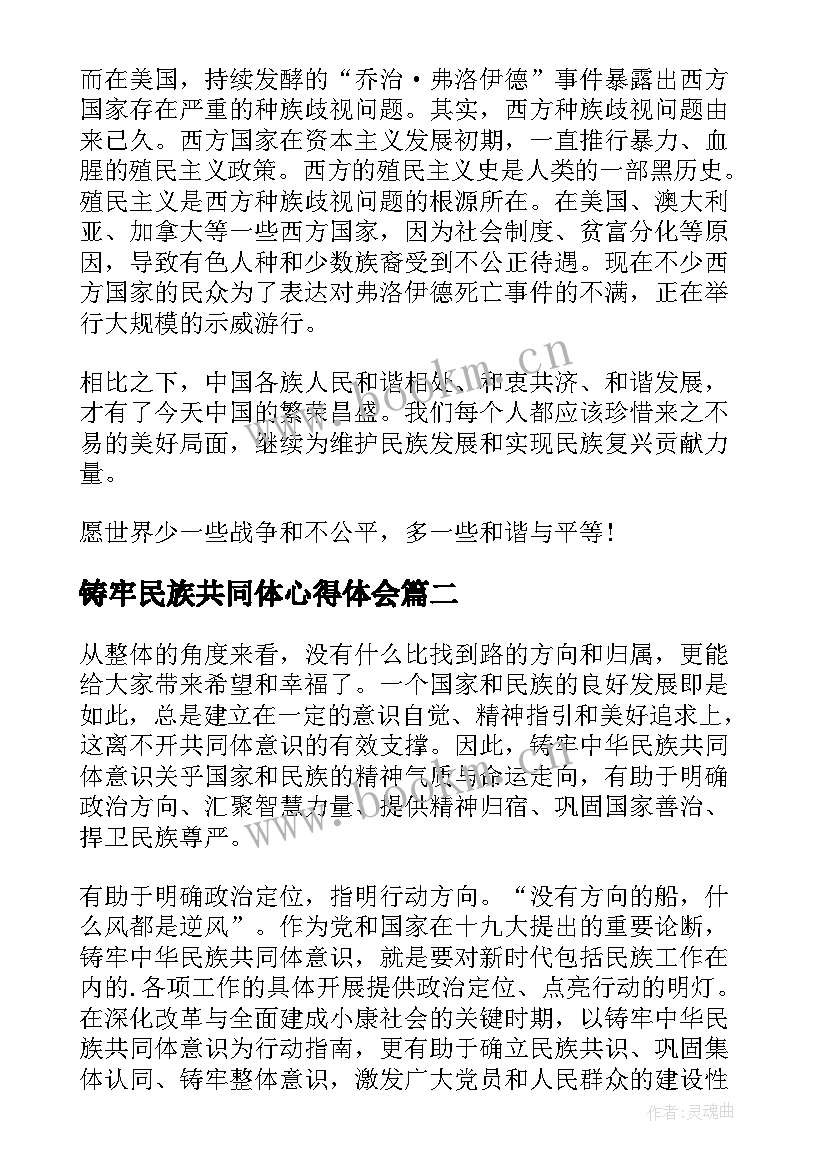 铸牢民族共同体心得体会(优质6篇)