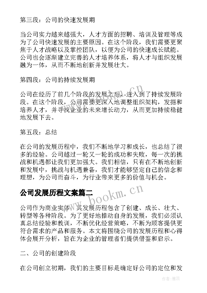 最新公司发展历程文案(实用7篇)