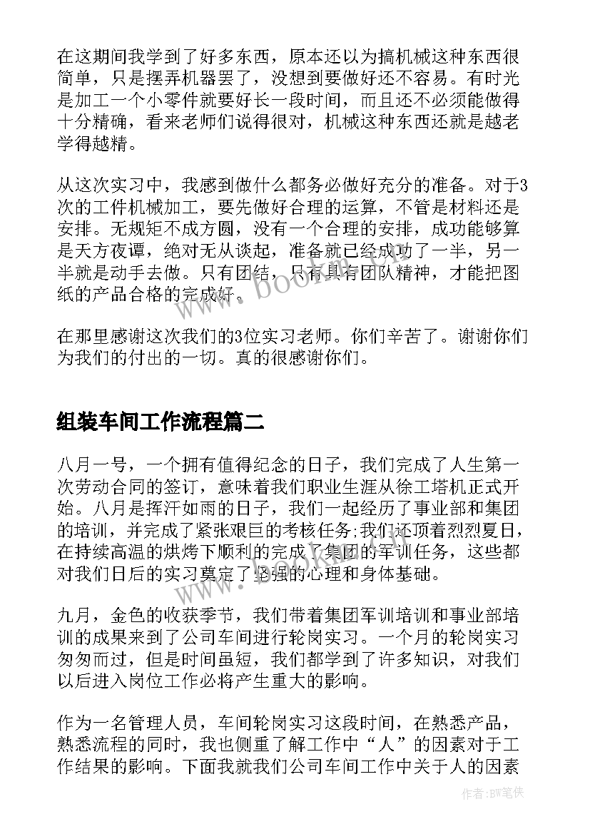 2023年组装车间工作流程 组装车间实习心得体会(汇总5篇)