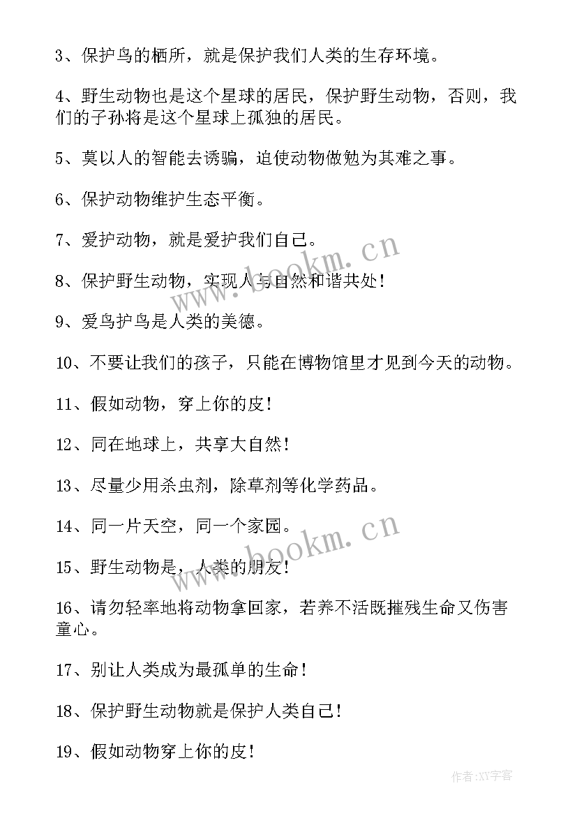 2023年动物宣传语 动物的宣传语(优秀8篇)