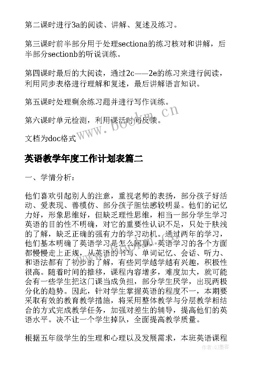 英语教学年度工作计划表(优质5篇)