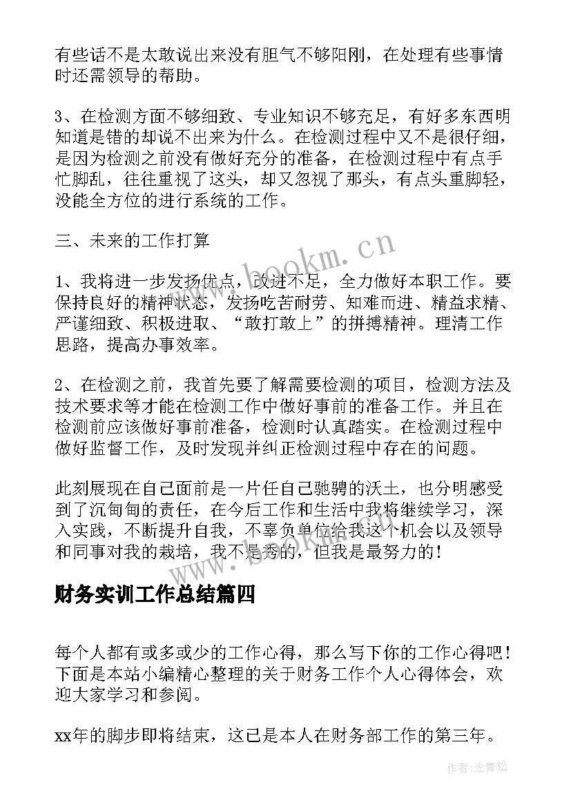 财务实训工作总结(大全5篇)