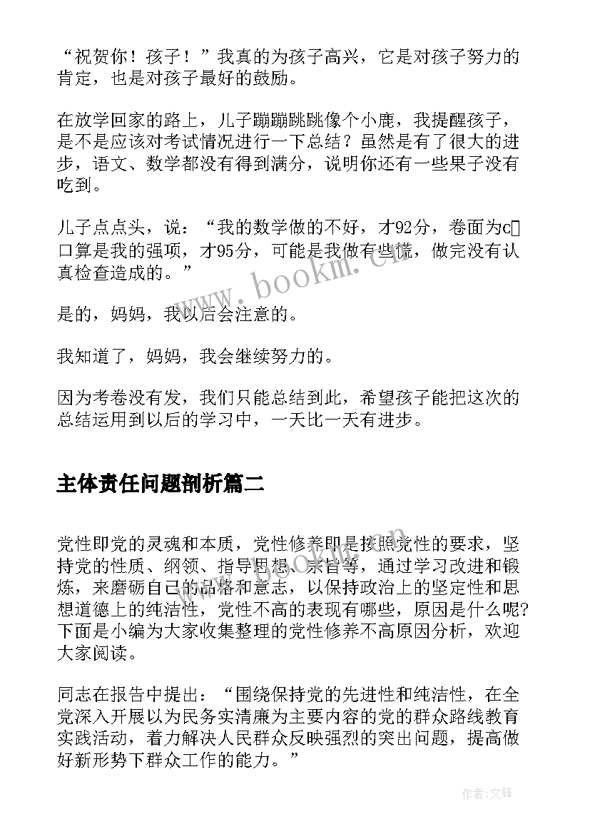 2023年主体责任问题剖析 考试总结原因分析(优质5篇)