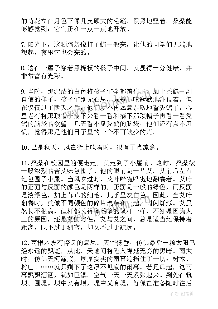 最新山海经句子摘抄和感受 草房子好词好句摘抄及感受(大全5篇)