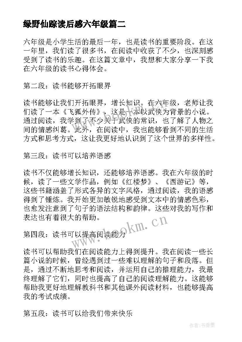 绿野仙踪读后感六年级(模板7篇)