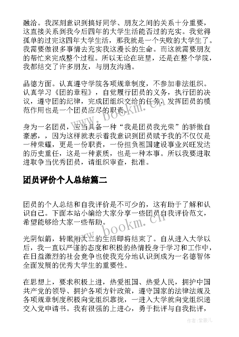 2023年团员评价个人总结(大全7篇)