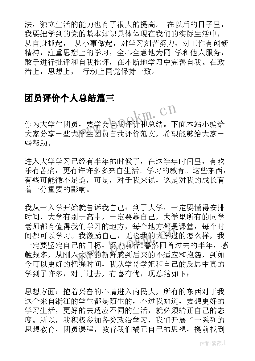 2023年团员评价个人总结(大全7篇)