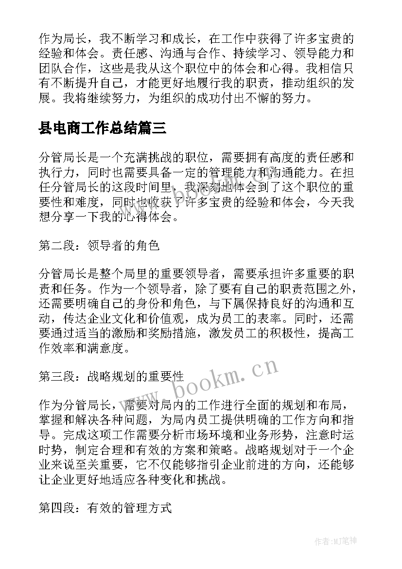 县电商工作总结(实用9篇)