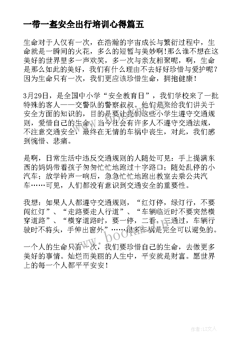 最新一带一盔安全出行培训心得(通用5篇)