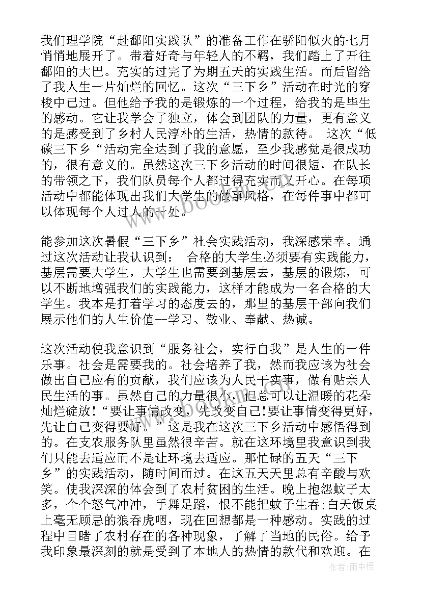 2023年三下乡大学生社会实践活动总结与反思(优质8篇)