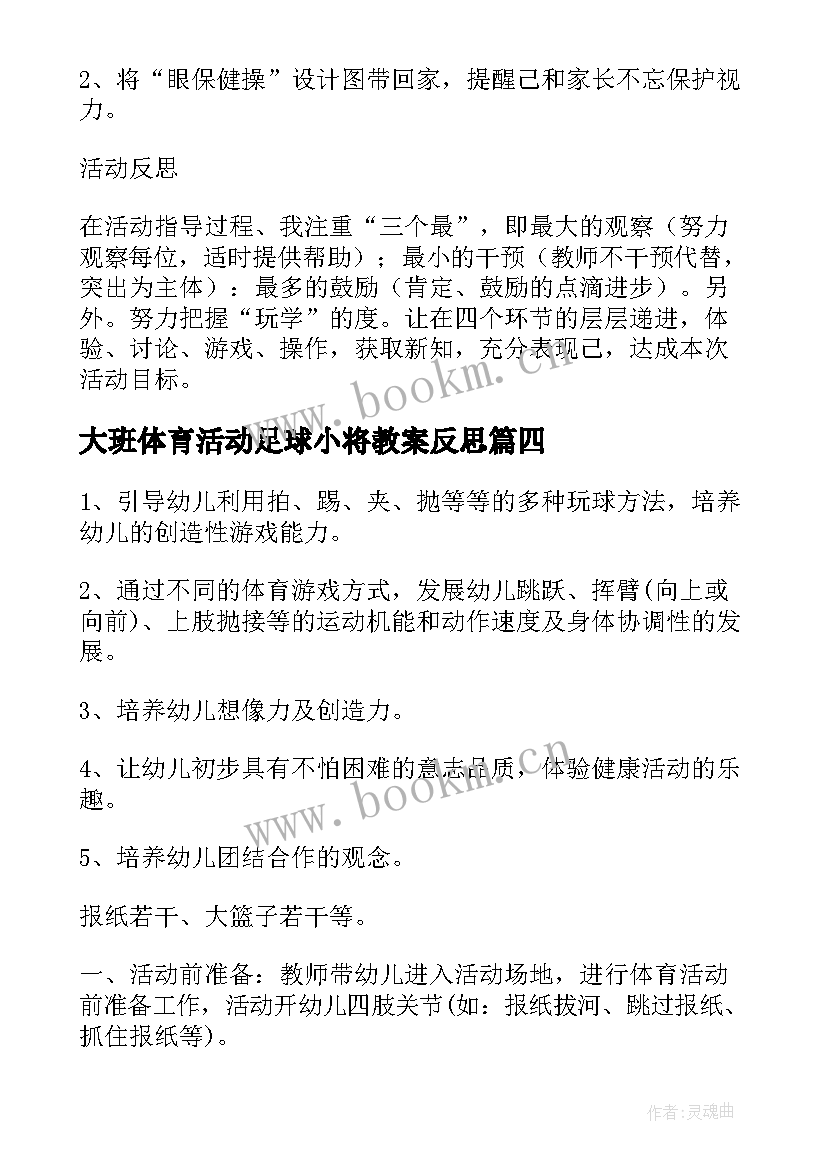 最新大班体育活动足球小将教案反思 大班体育教案及教学反思(精选9篇)