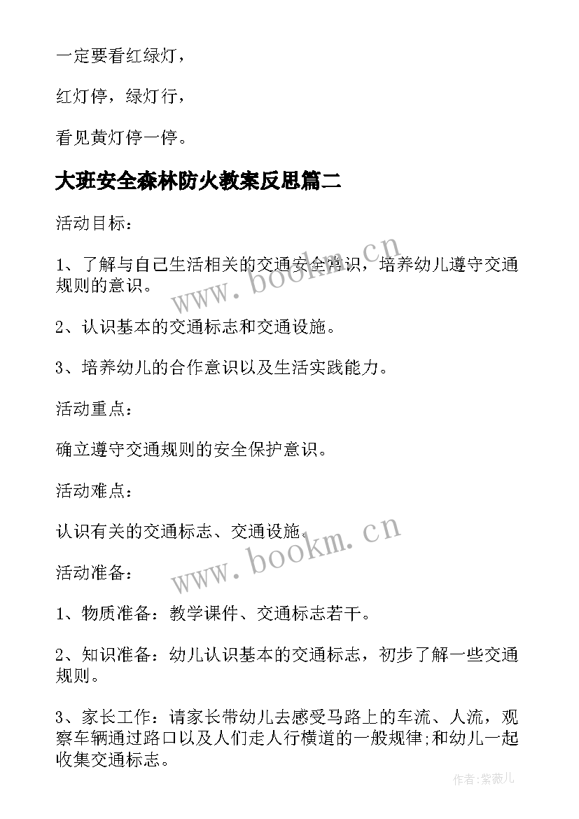 2023年大班安全森林防火教案反思(大全10篇)