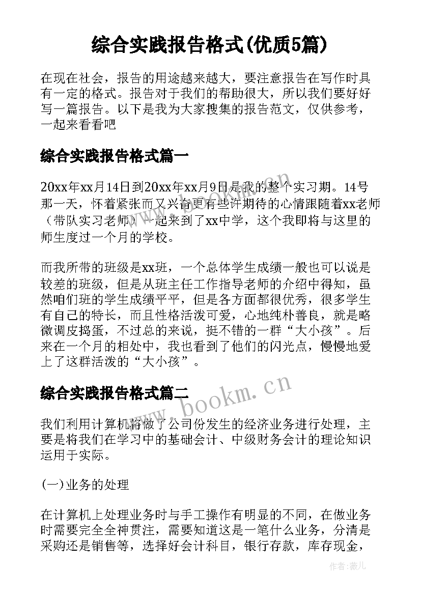 综合实践报告格式(优质5篇)