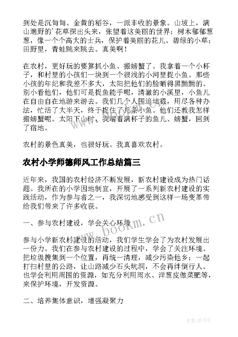 2023年农村小学师德师风工作总结(精选6篇)