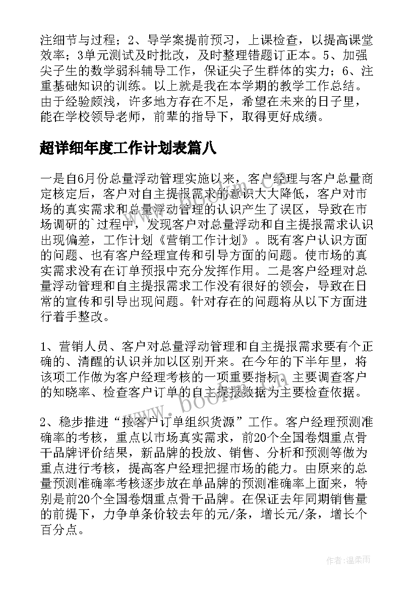 超详细年度工作计划表(优质10篇)