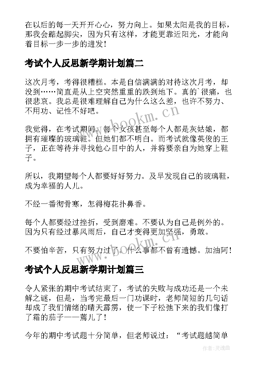 考试个人反思新学期计划(模板9篇)