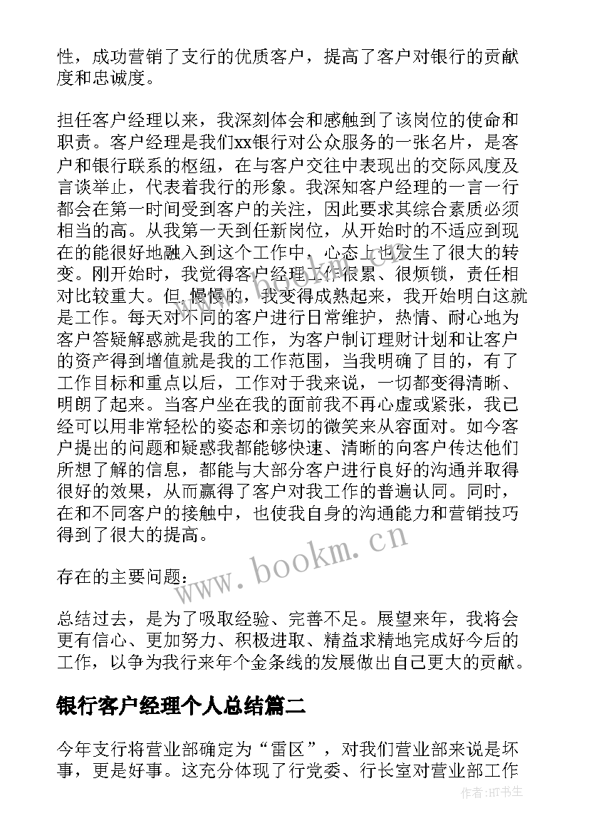 最新银行客户经理个人总结(大全5篇)