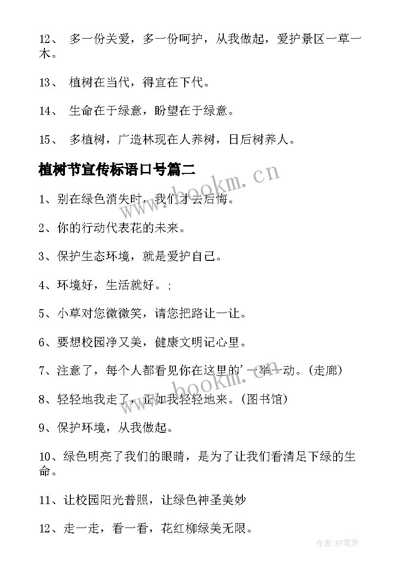 2023年植树节宣传标语口号(优质6篇)