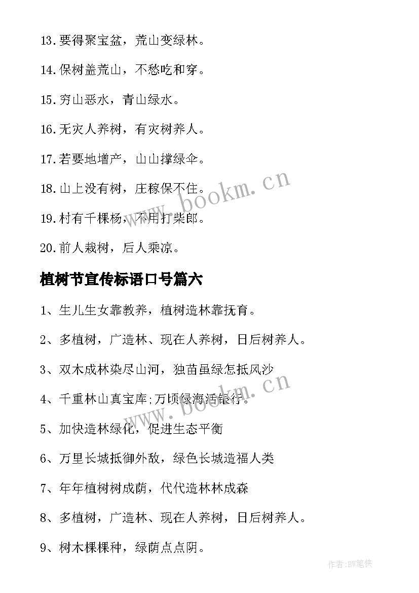 2023年植树节宣传标语口号(优质6篇)