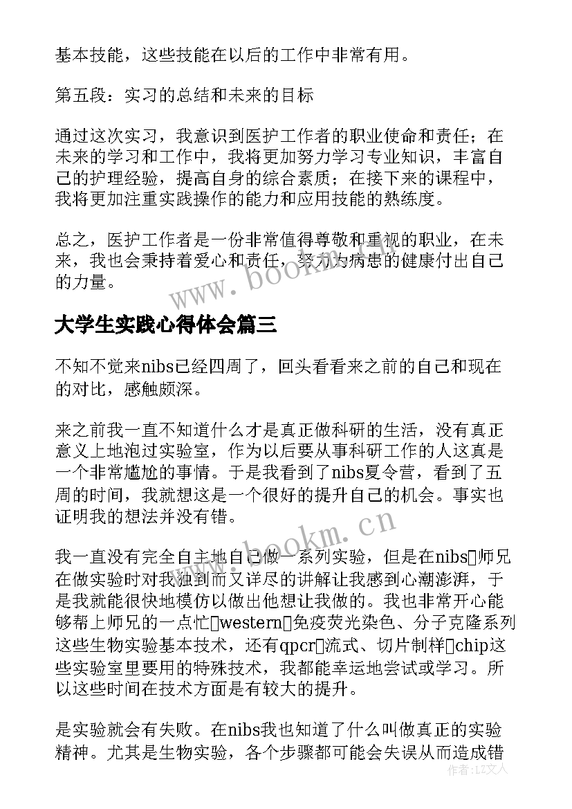 2023年大学生实践心得体会(大全5篇)