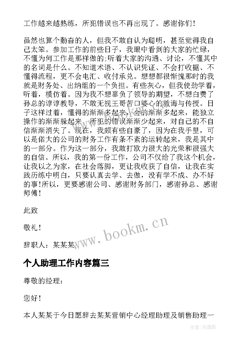 最新个人助理工作内容 公司财务个人原因辞职报告书(模板5篇)