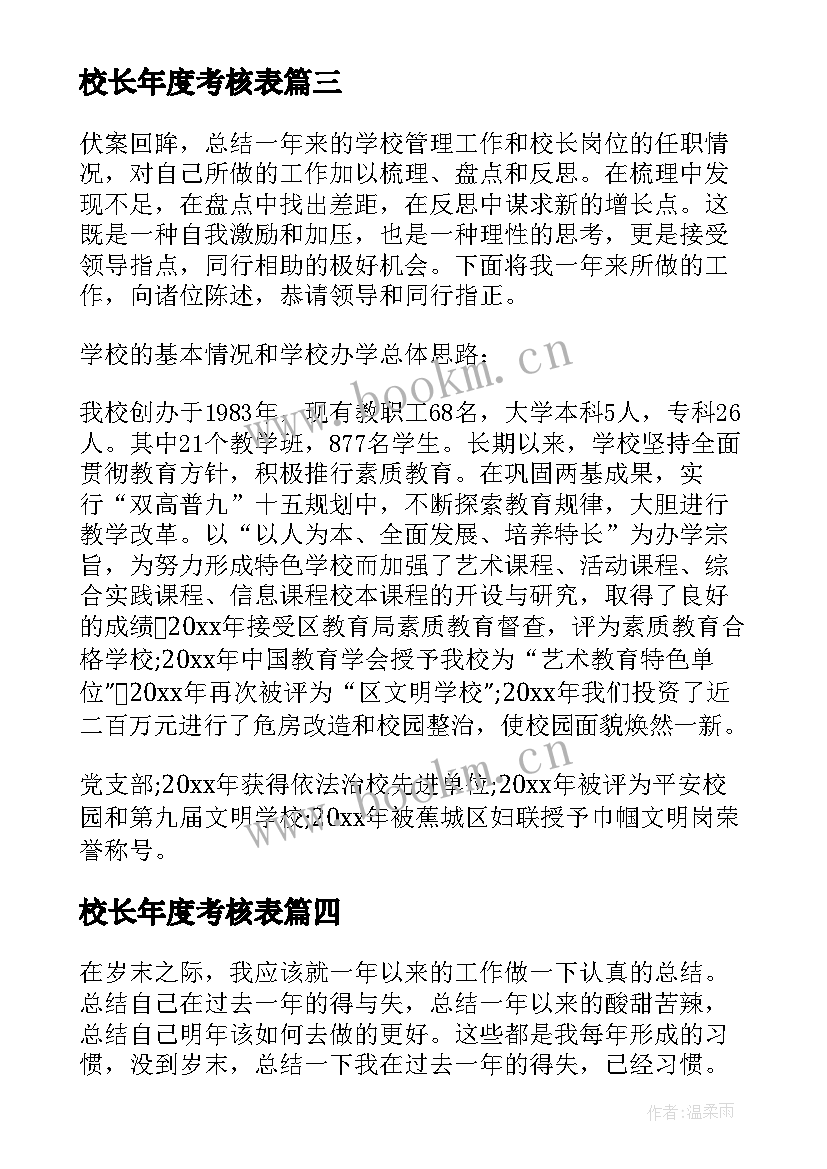 校长年度考核表 校长年度考核个人总结(优质6篇)