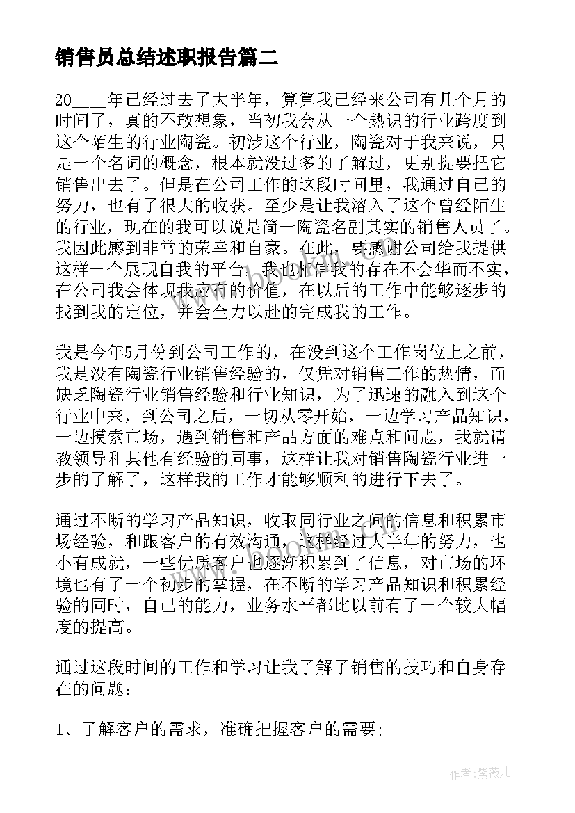 最新销售员总结述职报告(优质5篇)