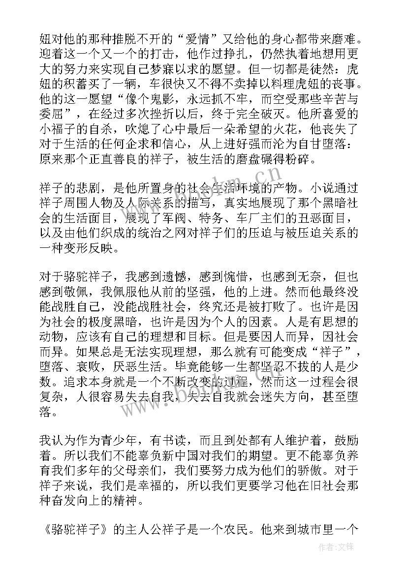 2023年小说骆驼祥子读后感五十字(通用5篇)